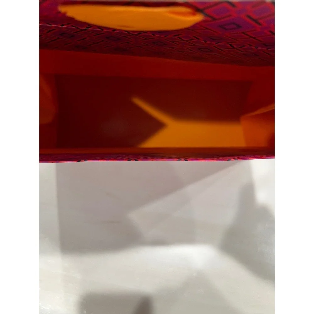 Tory‎ Burch Gift Bag Shopping Tote Orange Bow Pink Geometric Print